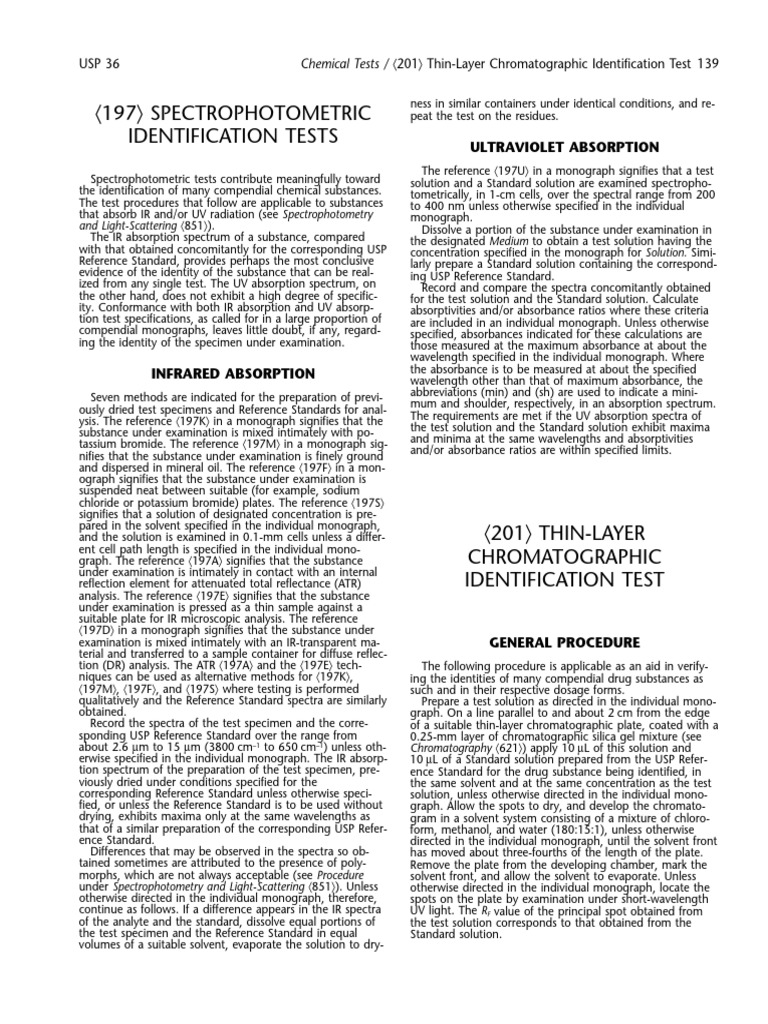 197 Spectrophotometric Identification Tests Ultraviolet Absorption