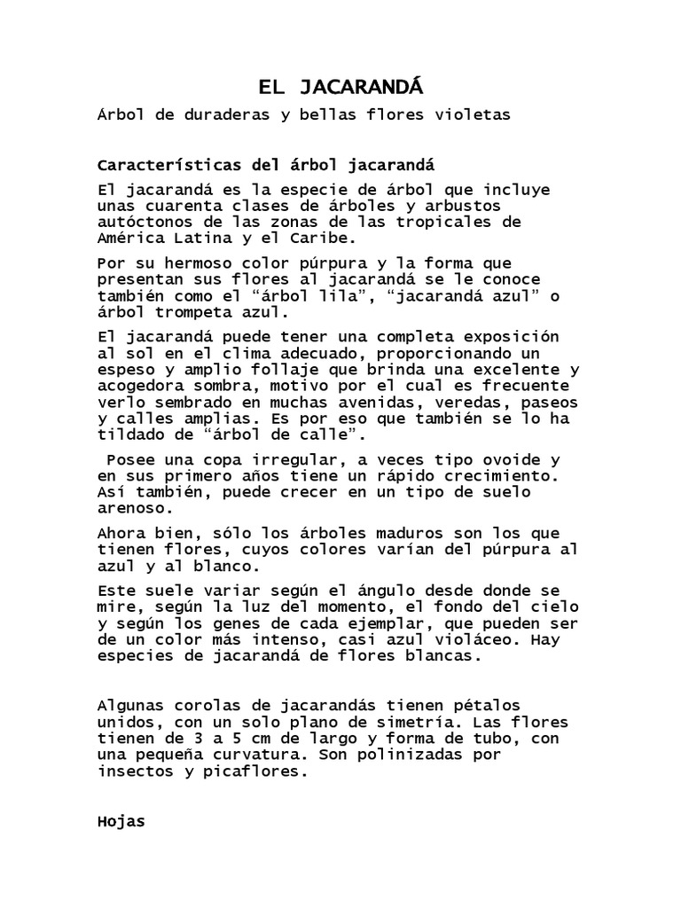 Características del árbol jacarandá | PDF | Arboles | Plantas