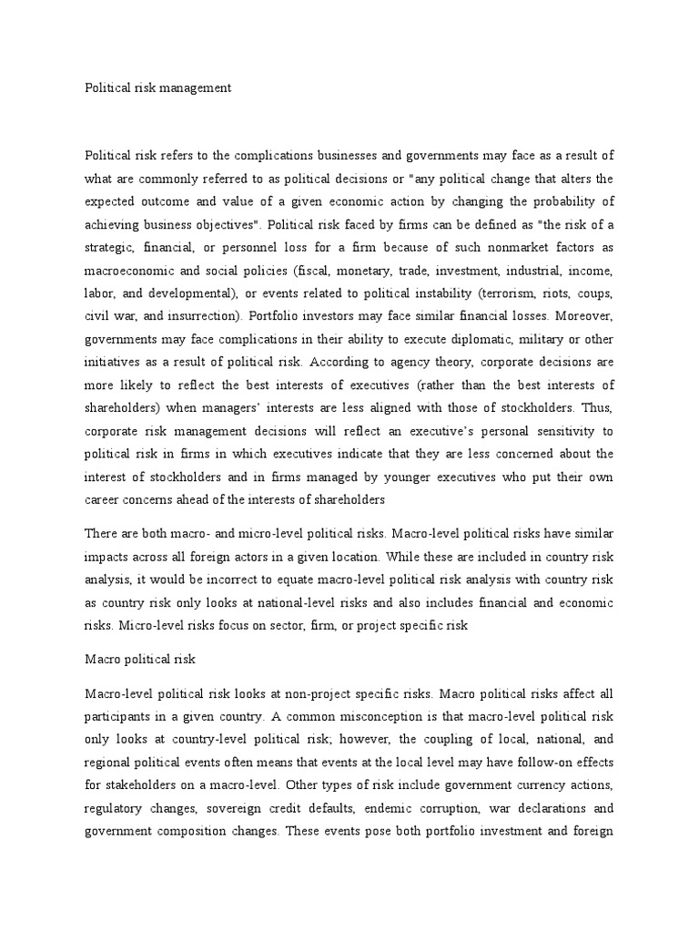 Political Risk Management | PDF | Economies | Business