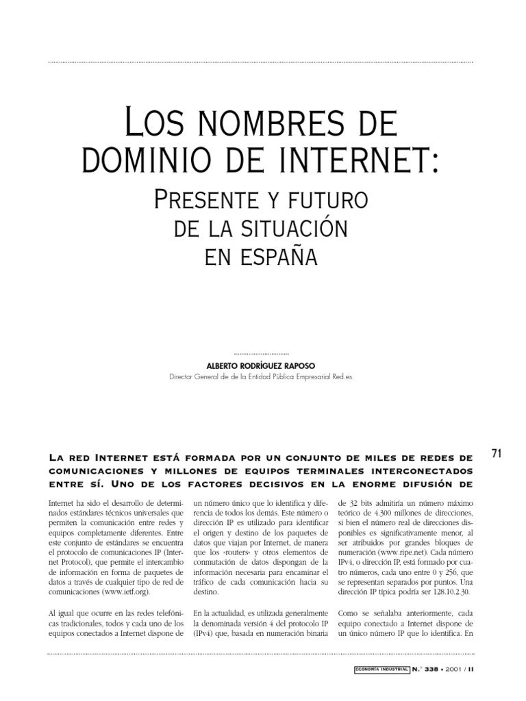 Nombres de dominio en Internet en España | PDF | Protocolos de internet ...