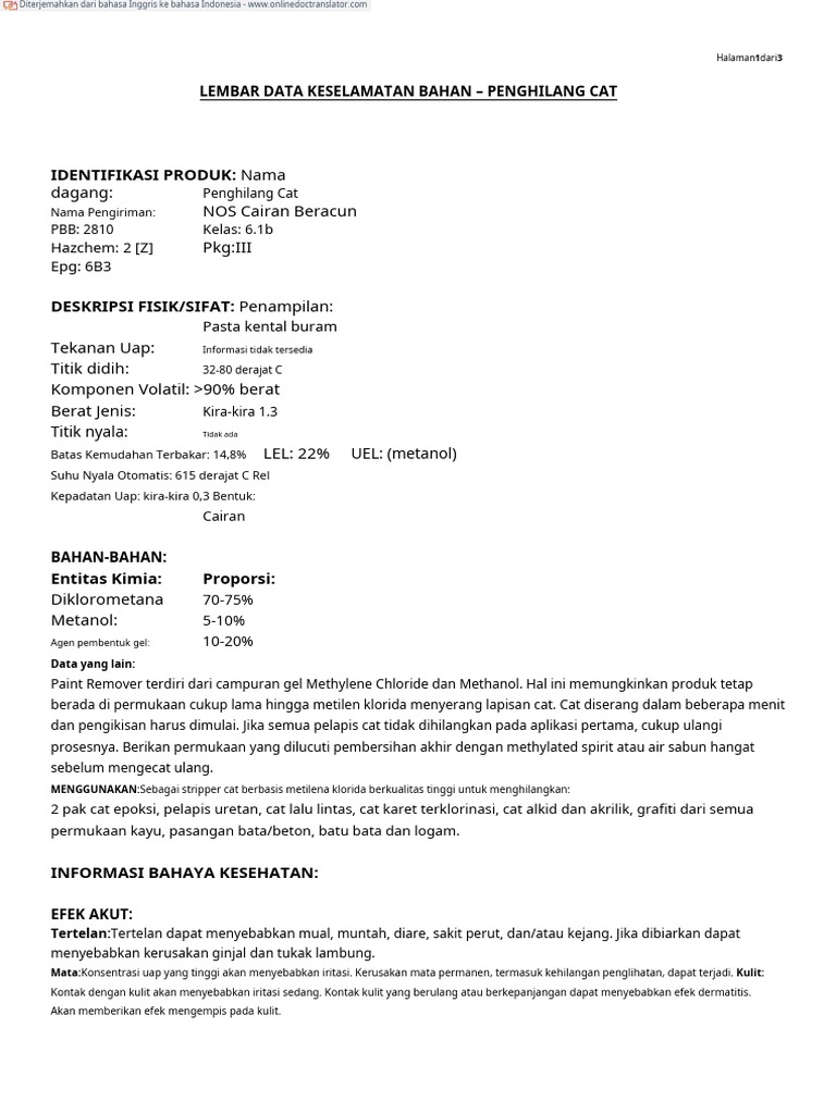 Paint Remover MSDS En.id PDF