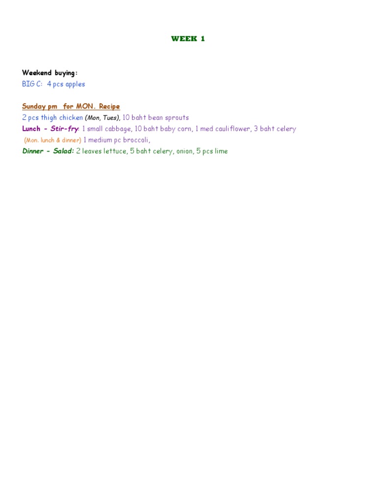 Food Plan - Healthy Eating | PDF | Salad | Stir Frying