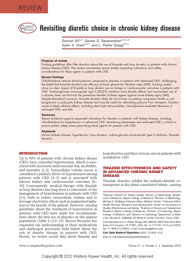 Revisiting Diuretic Choice in Chronic Kidney.4 PDF Chronic Kidney Disease Blood Pressure
