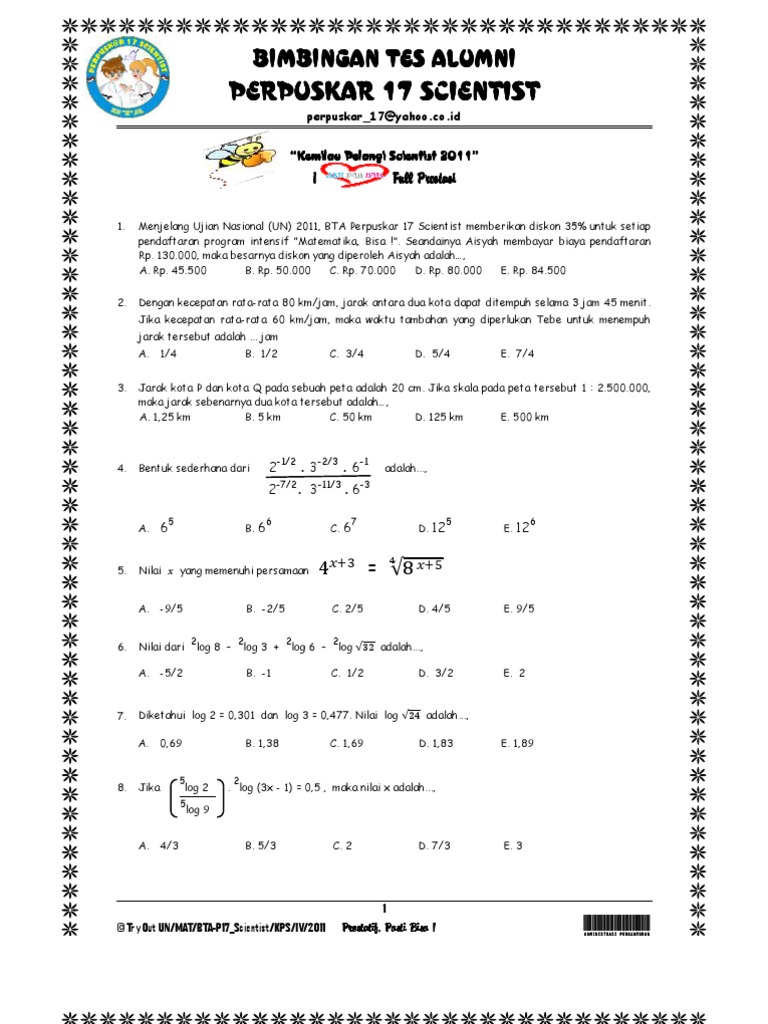 Try Out Ujian Nasional Matematika Smk Administrasi Perkantoran