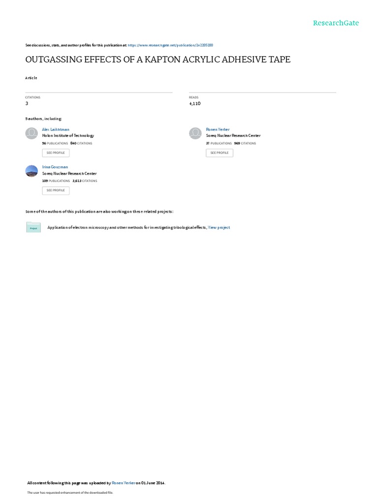 Outgassing Effects of A Kapton Acrylic Adhesive Ta PDF Electrical Resistance And Conductance