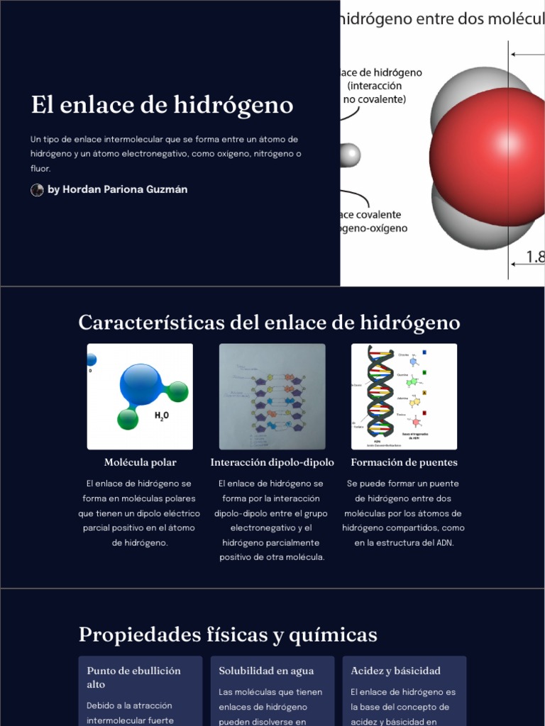 El Enlace de Hidrogeno PDF Enlace de hidrógeno Fuerza intermolecular