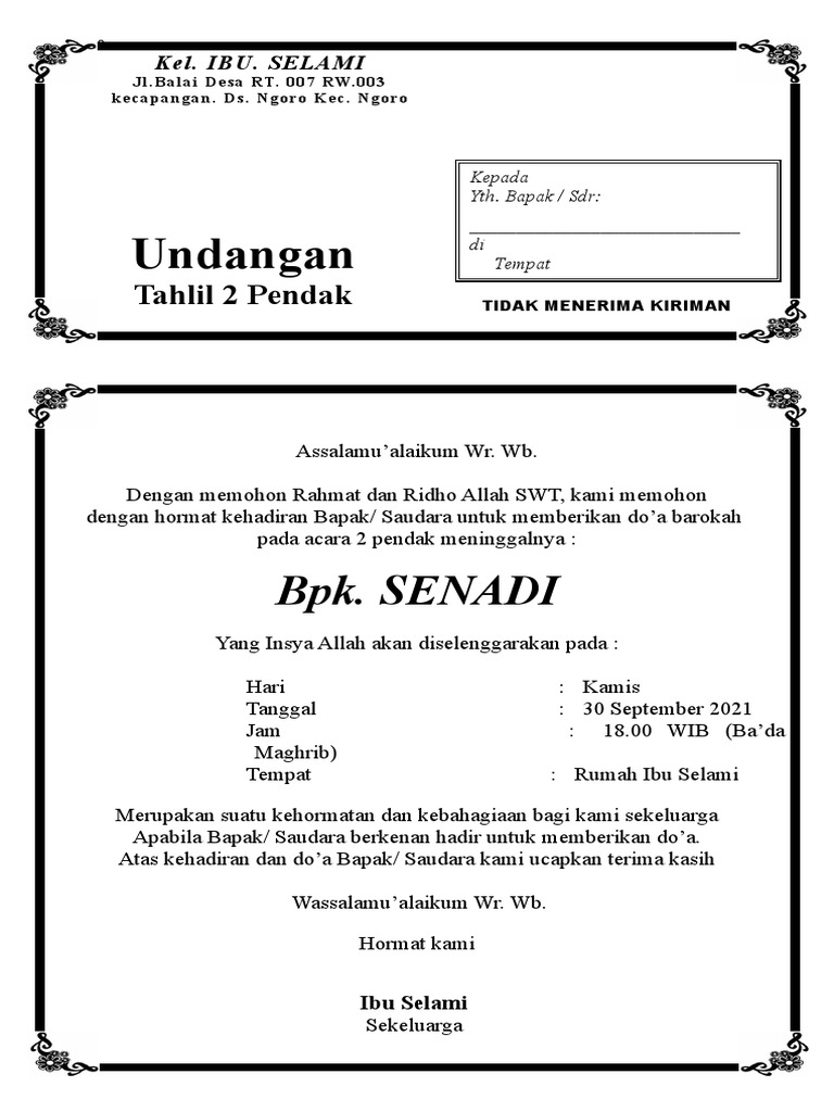 Undangan Tahlil | PDF