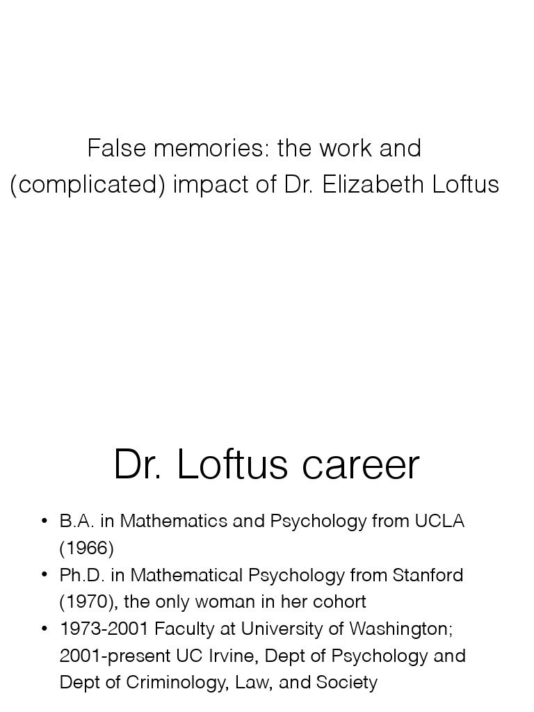 Class 25 False Memories PDF Memory Psychology