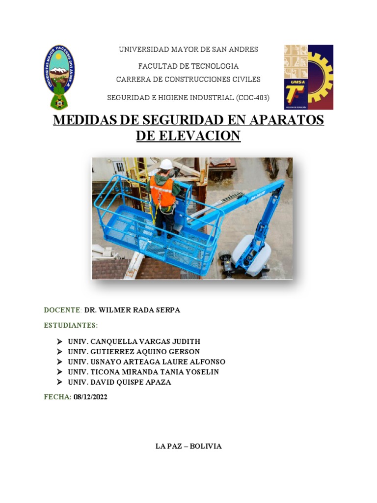 Seguridad en Aparatos de Elevación | PDF | Máquina elevadora