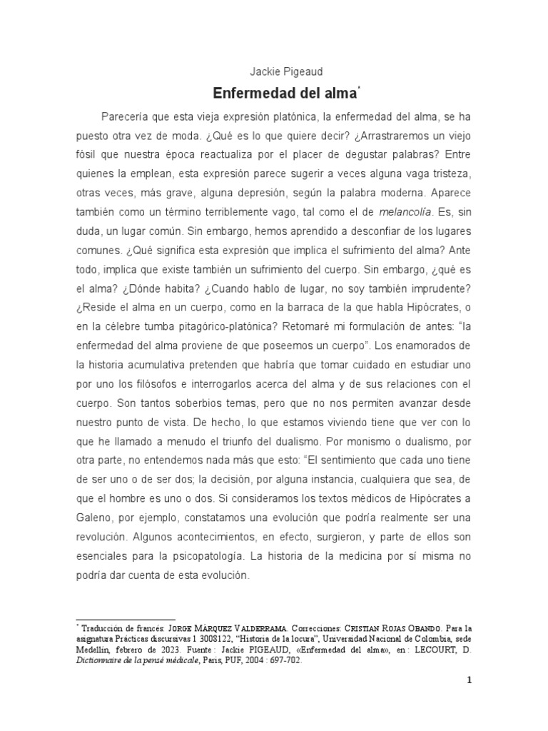 Enfermedad del alma según Pigeaud | PDF | Conciencia | Alma