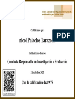 Conducta Responsable en Investigación Evaluación-Certificado CRI 13692