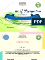 Third Quarter Certificate of Recognition