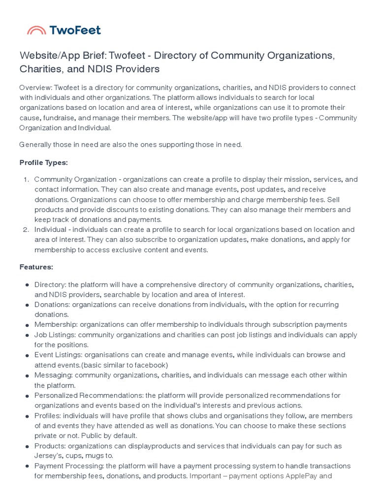 siteApp Brief Twofeet Directory of Community Organizations