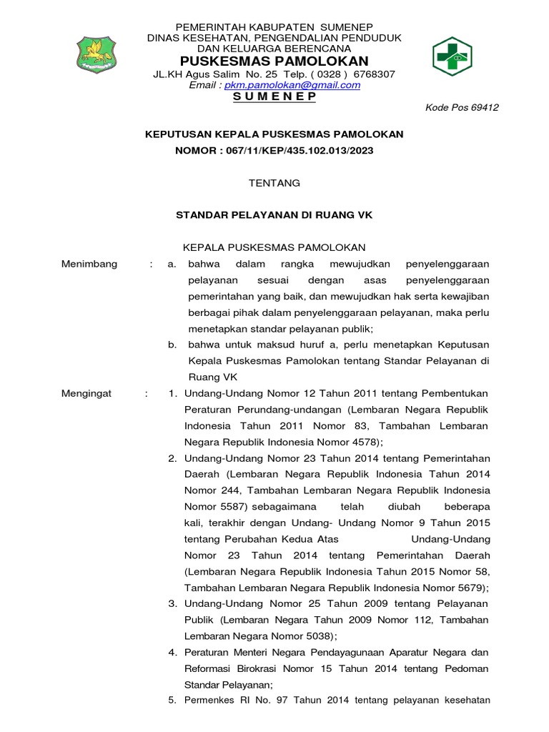 VK Format Standar Pelayanan Publik | PDF
