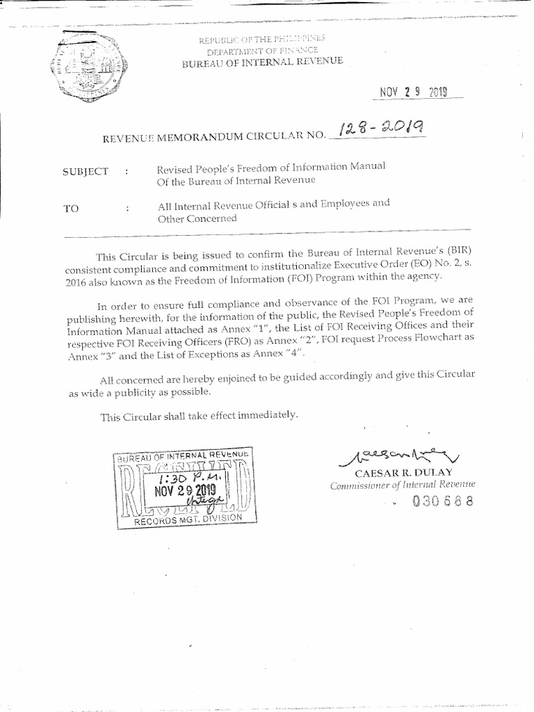 RMC No. 128-2019 | PDF