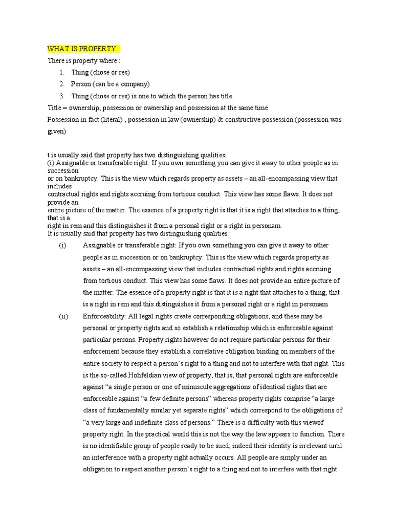 Personal Property Notes | PDF | Assignment (Law) | Trust Law