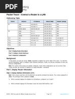 10.3.4 Packet Tracer - Connect A Router To A Lan