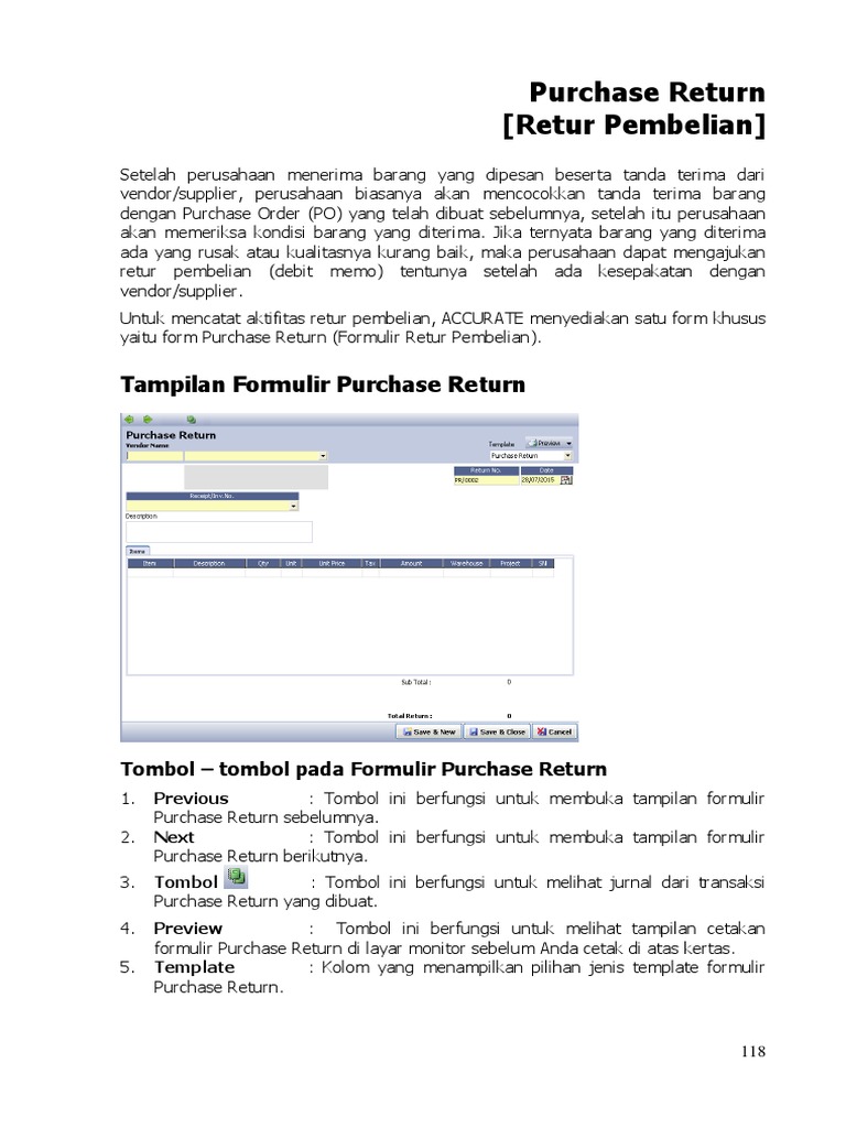 Panduan Formulir Retur Pembelian | PDF