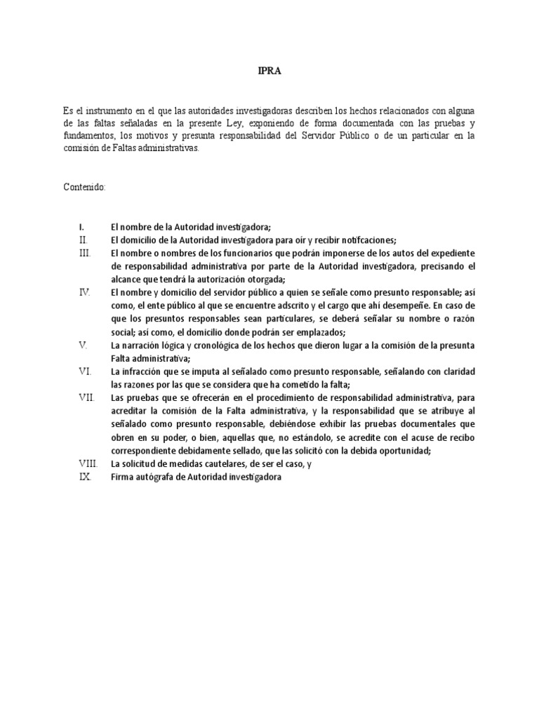 Informe sobre IPRA y su función | PDF | Derecho