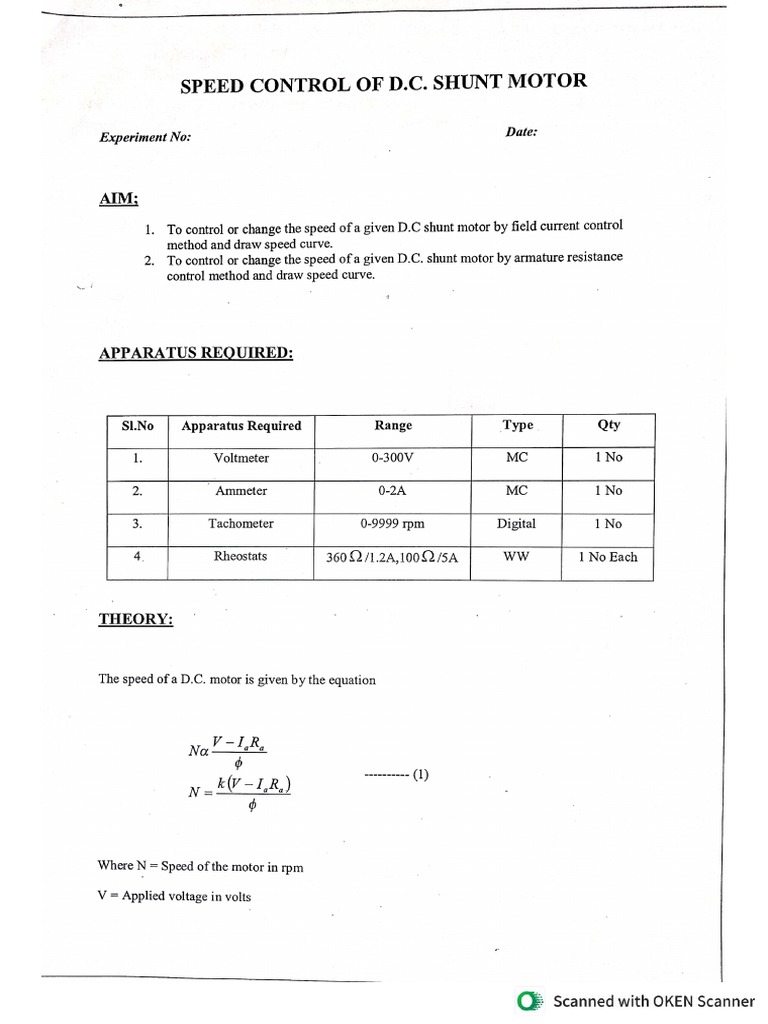 Speed Control BEE Lab | PDF