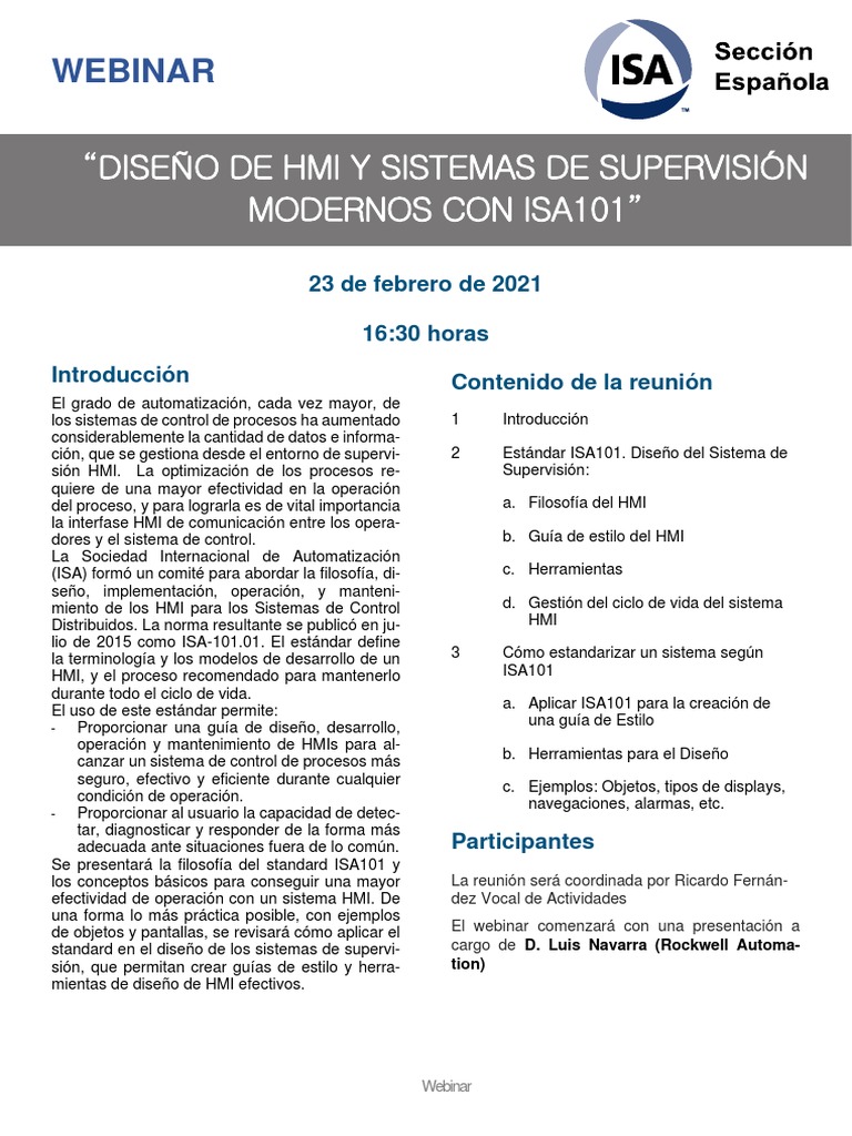 Diseño Efectivo de HMI con ISA101 | PDF | Diseño | Conferencia web