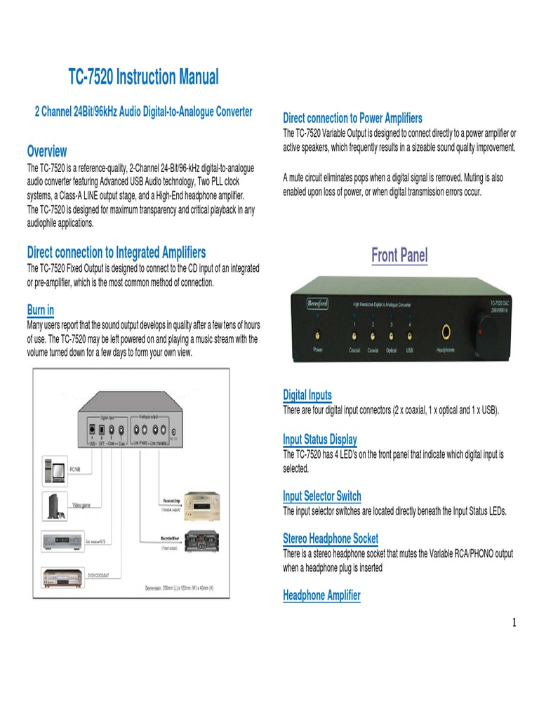 TC7520 Instructions PDF Power Supply Headphones
