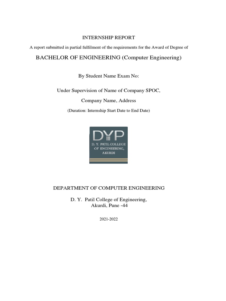Final Year Internship Report Template | PDF