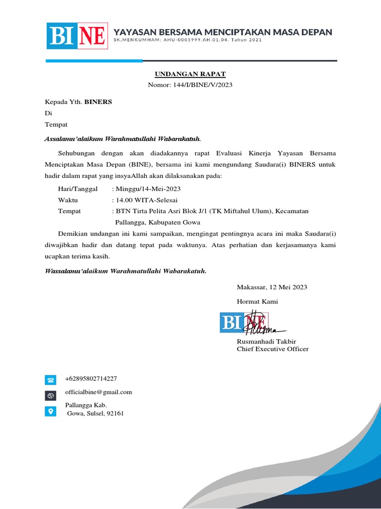 Contoh Undangan Rapat | PDF