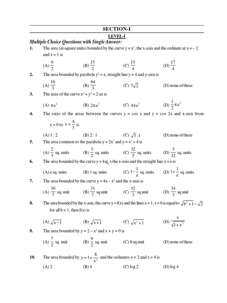 Area under curve 03 exercise 1 pdf area cartesian coordinate