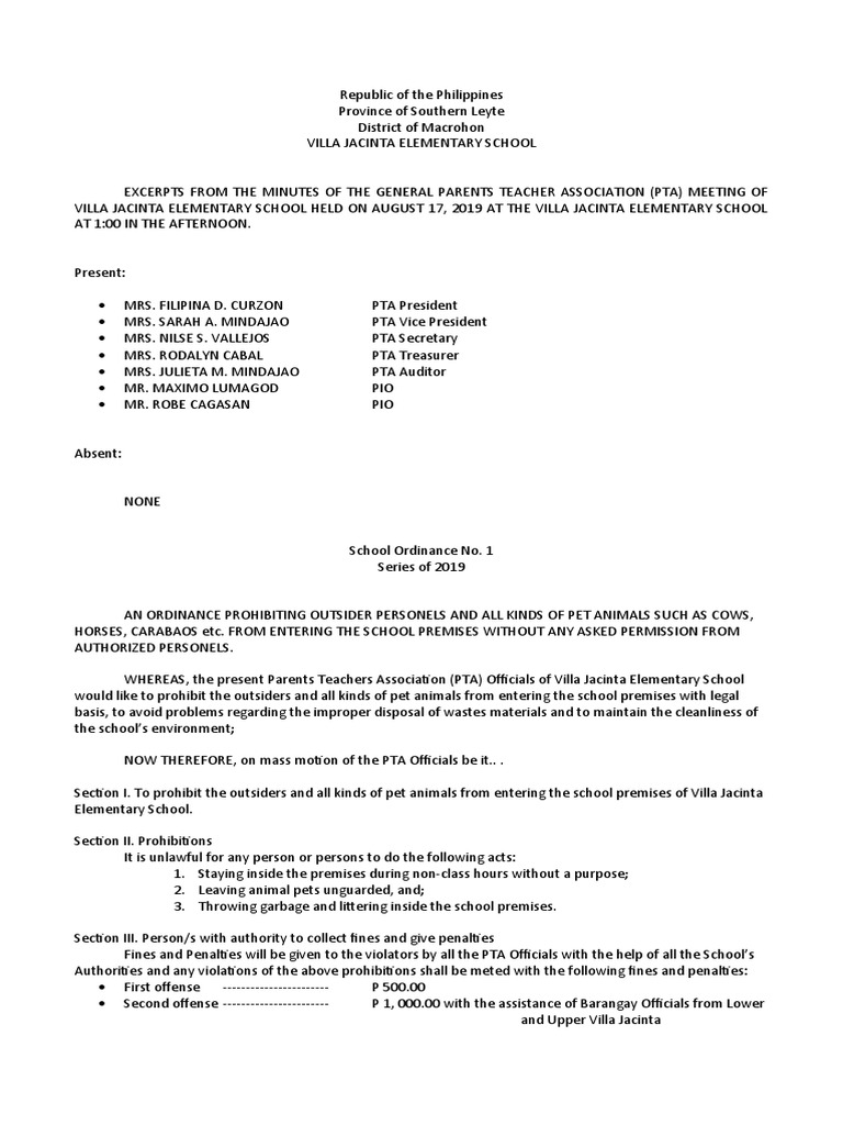 School Ordinance Pdf Government Justice