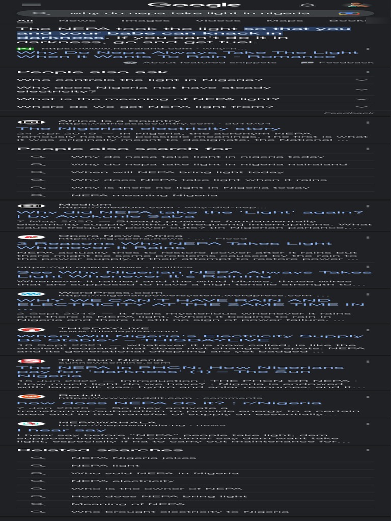 Why Do Nepa Take Light in Nigeria Google Search PDF Physical