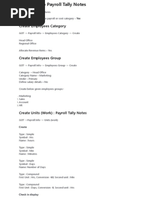 Payroll Tally Notes With Assignment - SSC STUDY