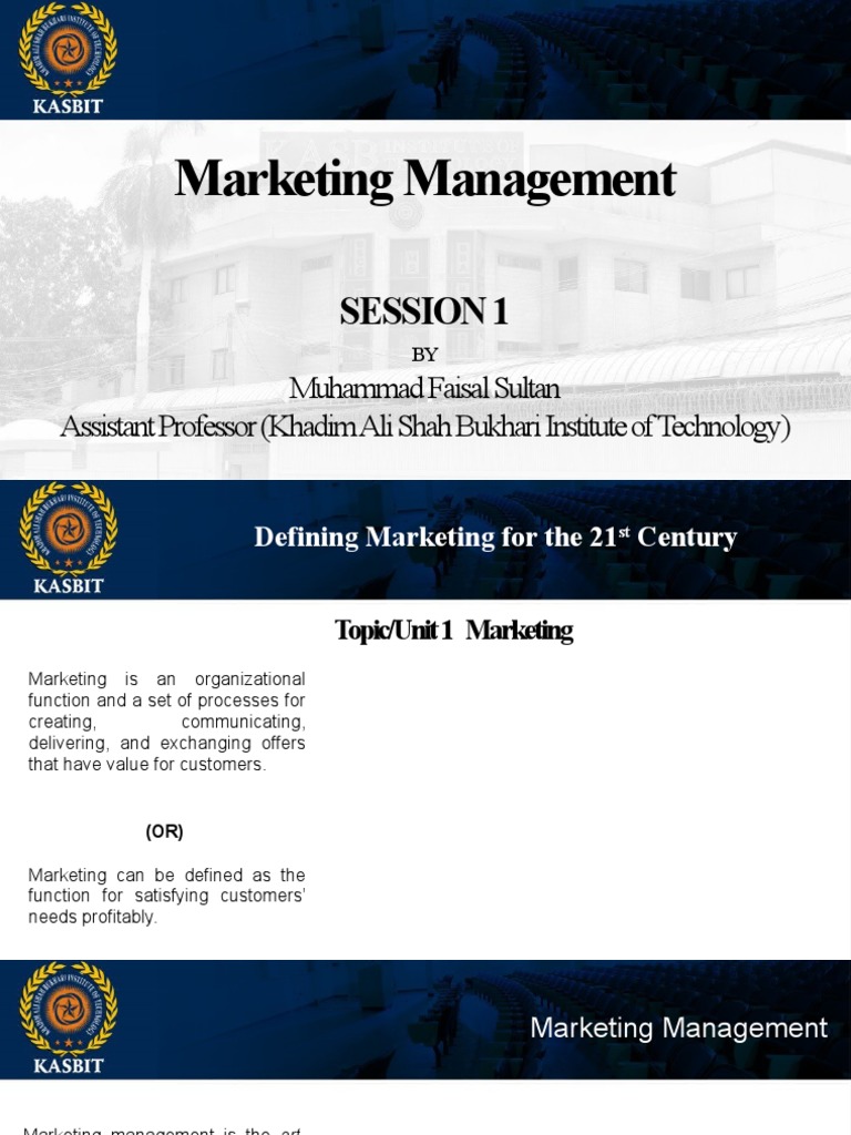 33478lecture 1 Marketing Management Fall 2022 | PDF | Marketing | Brand