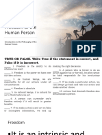 Freedom of The Human Person Intro LC 1