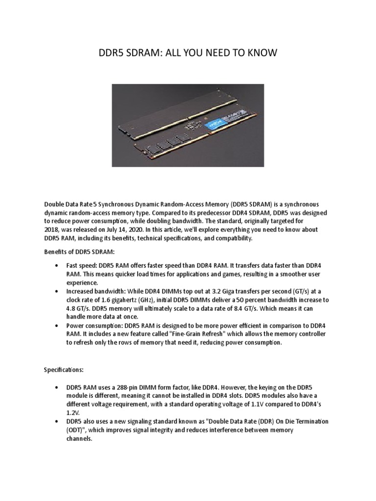 DDR5 Sdram | PDF | Random Access Memory | Computer Architecture