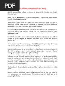 APAR - Annual Performance Appraisal Report