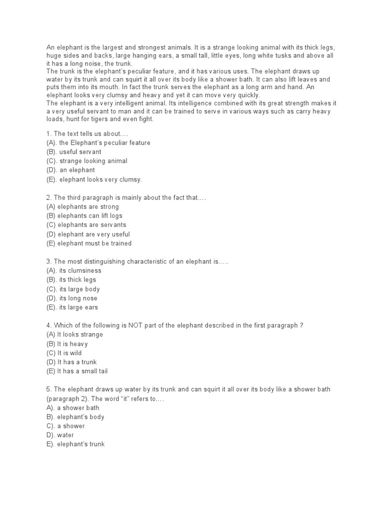 Soal Report Text Download Free Pdf Elephant