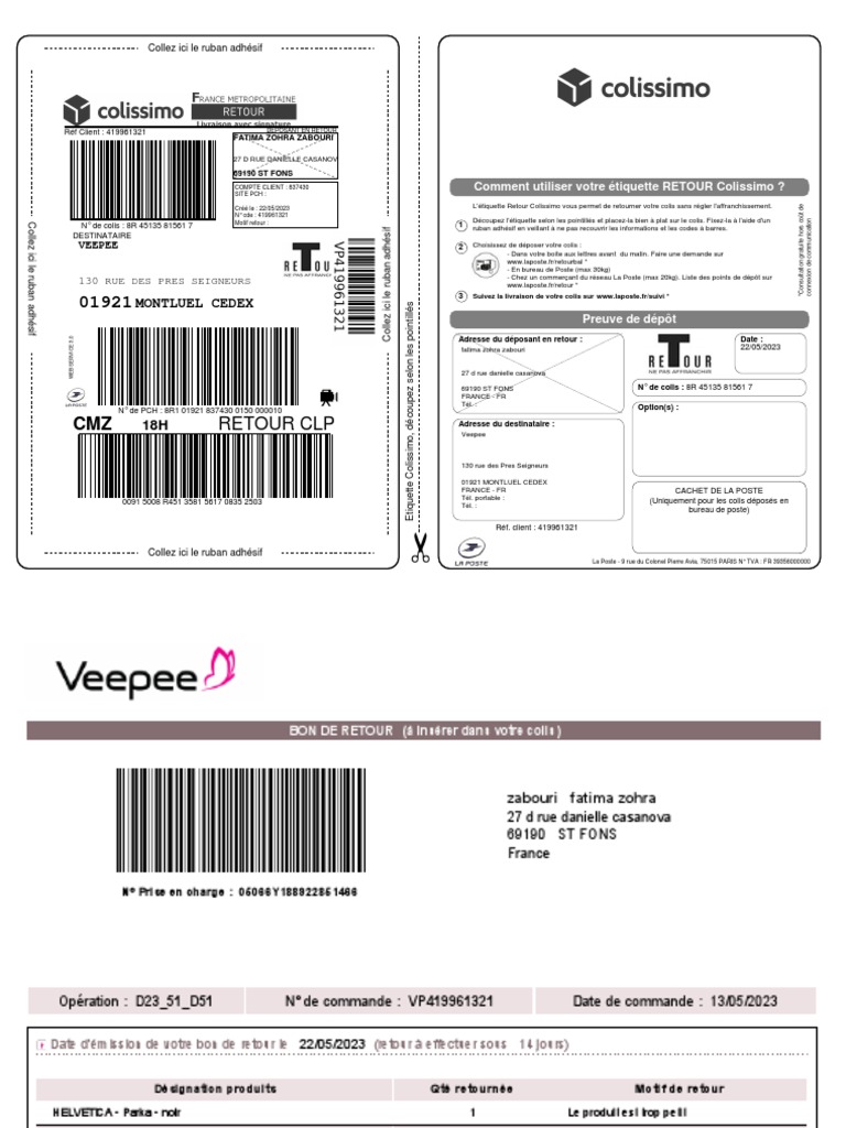 Retour Colis Veepee Instructions et Adresse PDF — free download