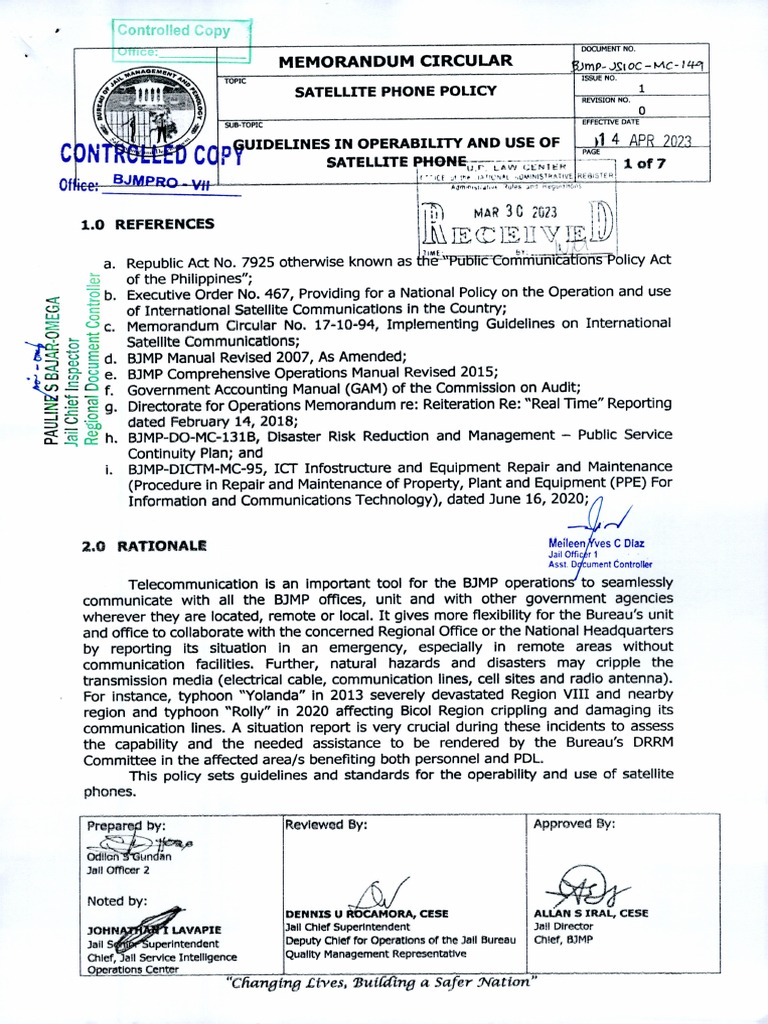 04.14.2023 Satellite Phone Policy PDF