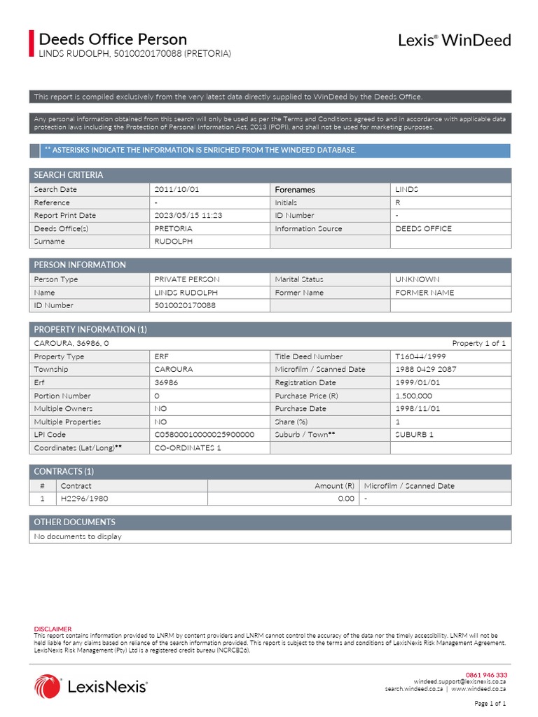 WinDeed Property Report Overview | PDF