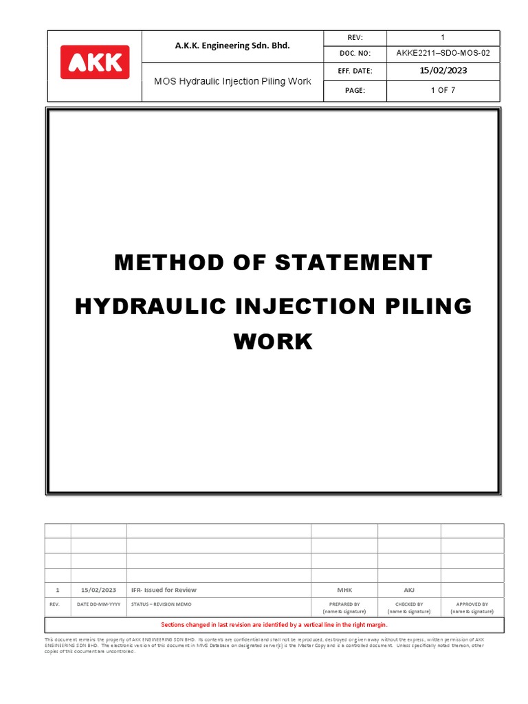 Hydraulic Injection Piling Method Statement | PDF | Deep Foundation ...