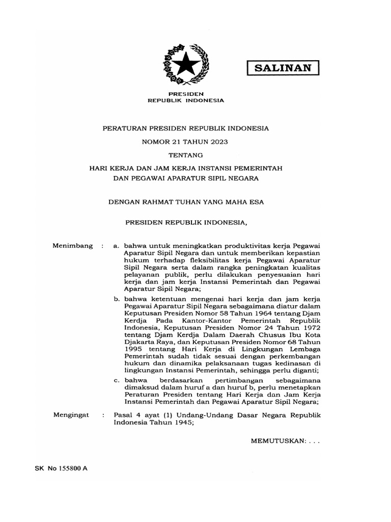 Perpres Nomor 21 Tahun 2023 | PDF