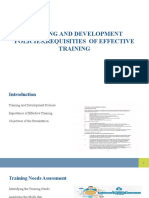 Training and Development Policies, Requisities of Effective Training