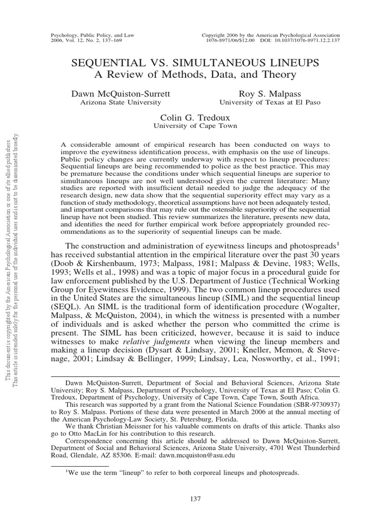 McQuistonSurrett 2006 Line Ups PDF Methodology Science