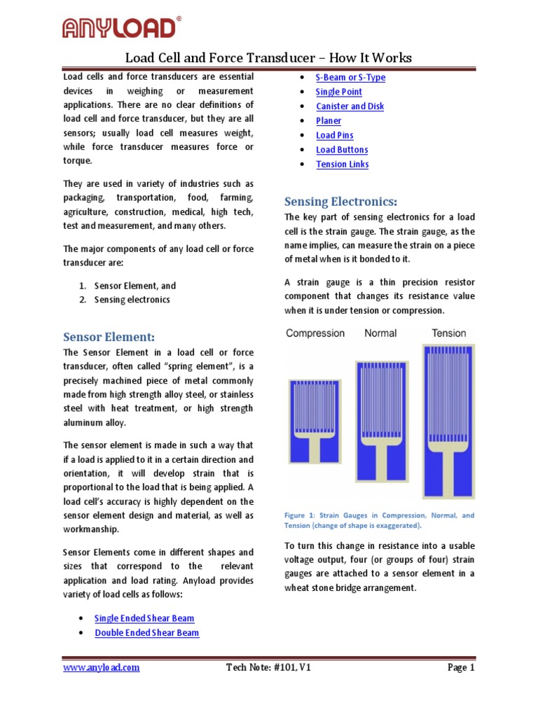 Load Cell & Force Transducer Guide | PDF | Electrical Resistance And ...