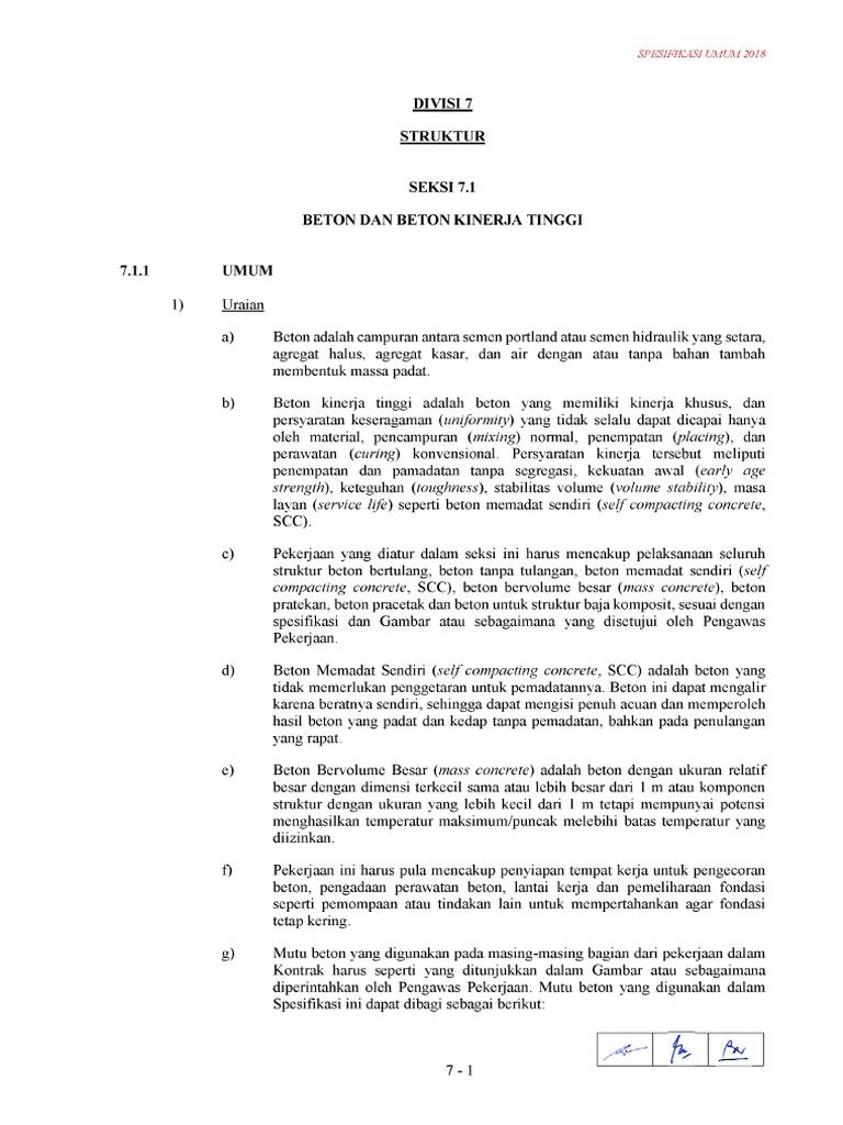 Spesifikasi Divisi 7 | PDF