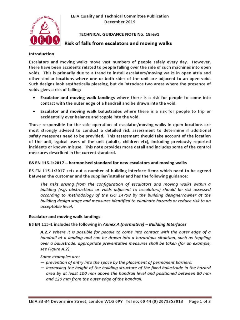 Tgn18rev1 Risk Of Falls From Escalators And Moving Walks 1 Pdf