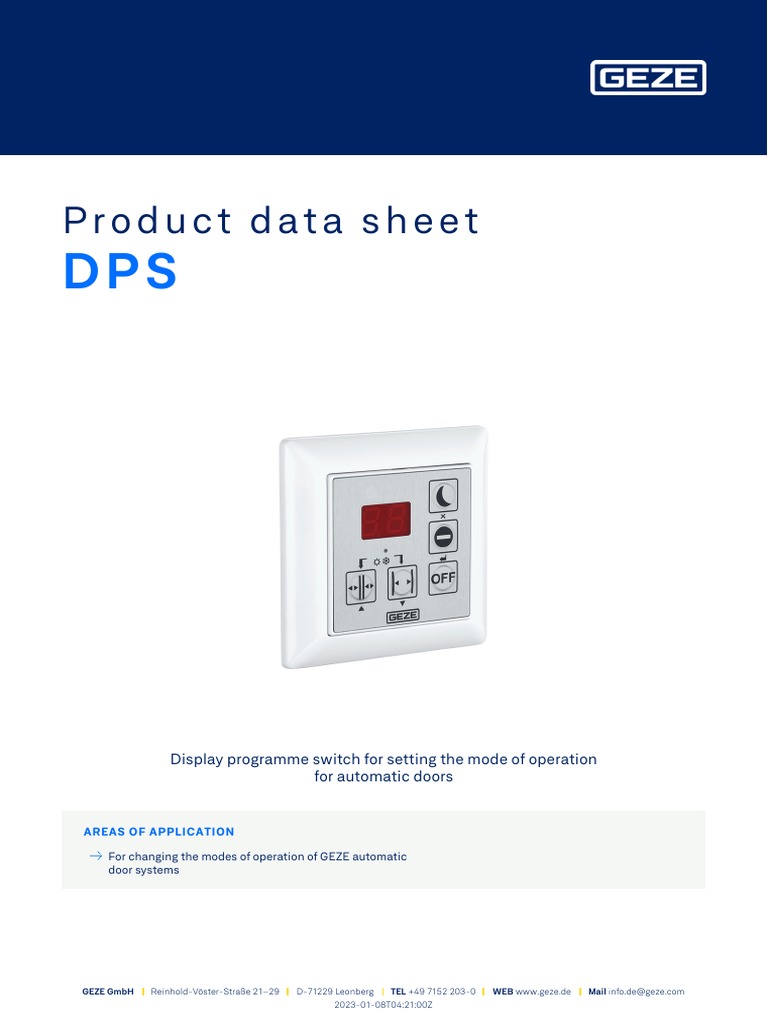 GEZE DPS Programmer Manual Overview | PDF | Switch | Electric Power