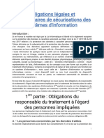 Obligations Légales Et Réglementaires de Sécurisations Des Systèmes D