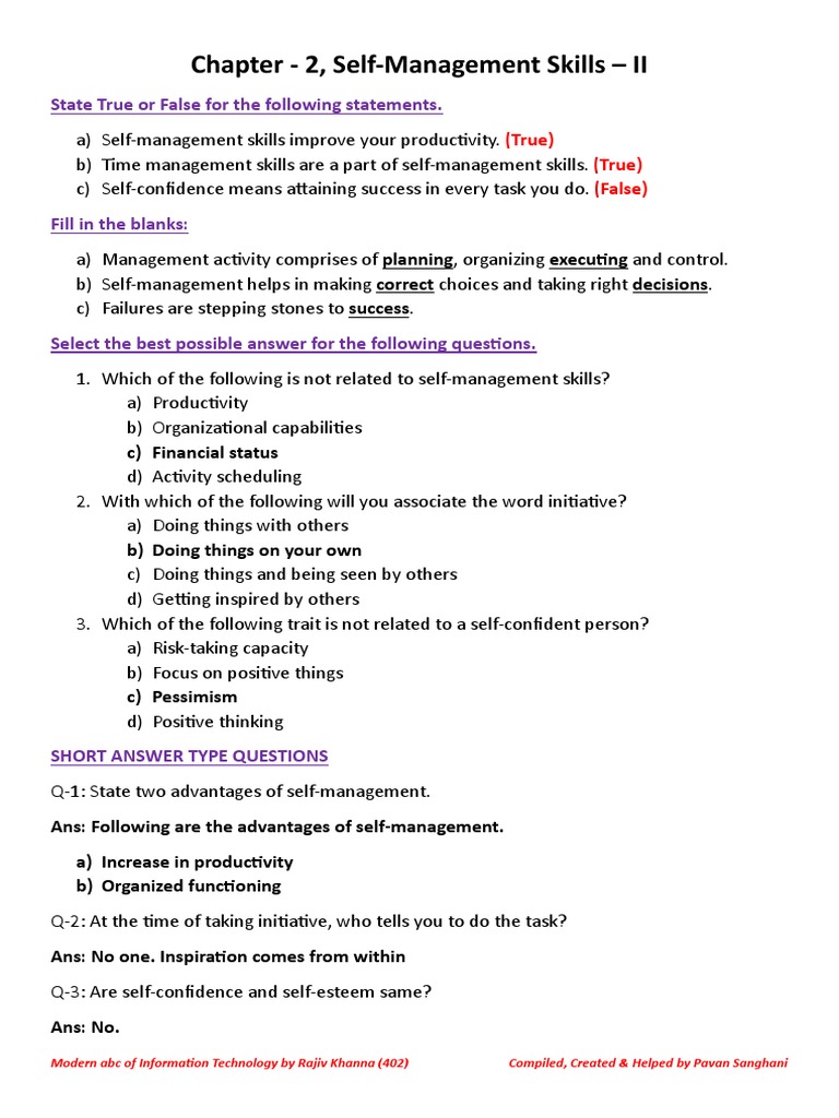 Class 10th Chapter 2 It Pdf Decision Making Self Esteem